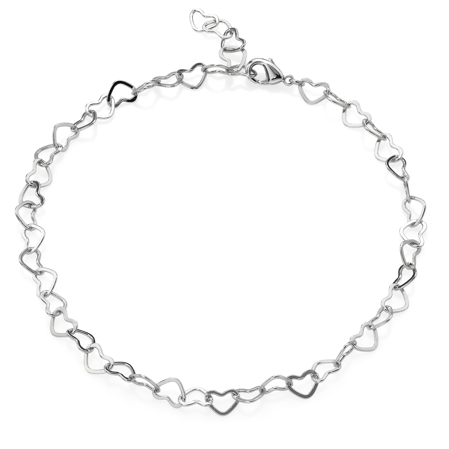 Rolo Heart Link Chain Anklet Bracelet For Women | 5MM Width | Adjustable Up to