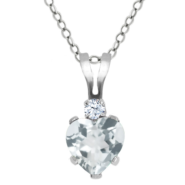 0.51 Ct Oval Sky Blue Aquamarine White Topaz 925 Sterling Silver Pendant