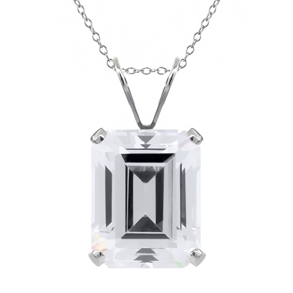 Emerald Cut Pendant Necklace For Women | 925 Sterling Silver | Emerald Cut