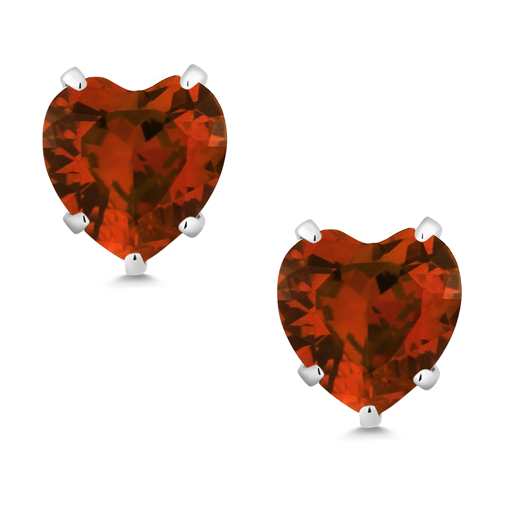 925 Sterling Silver Red Cubic Zirconia CZ Stud Earrings (3.00 cttw, 6MM Heart) eBay