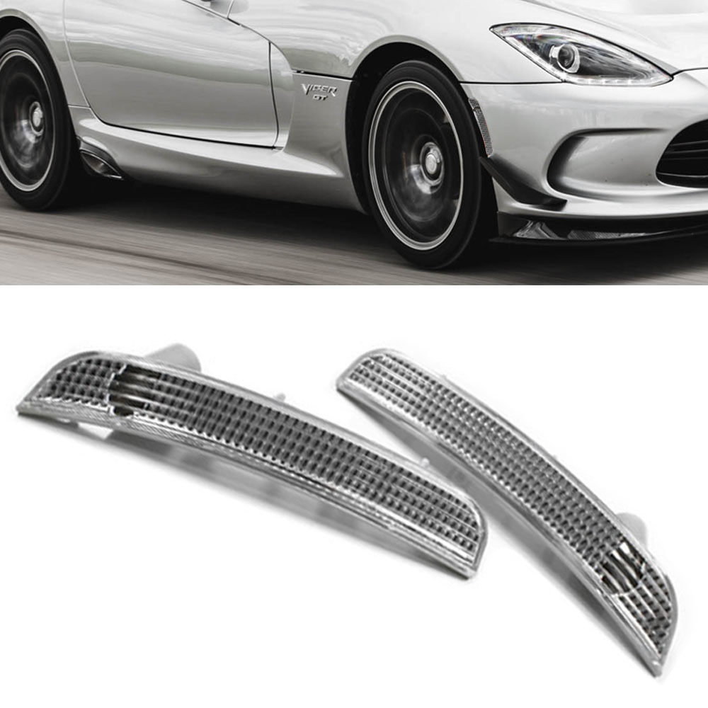 13 17 Dodge Viper Front Bumper Side Marker Lights Clear Ebay