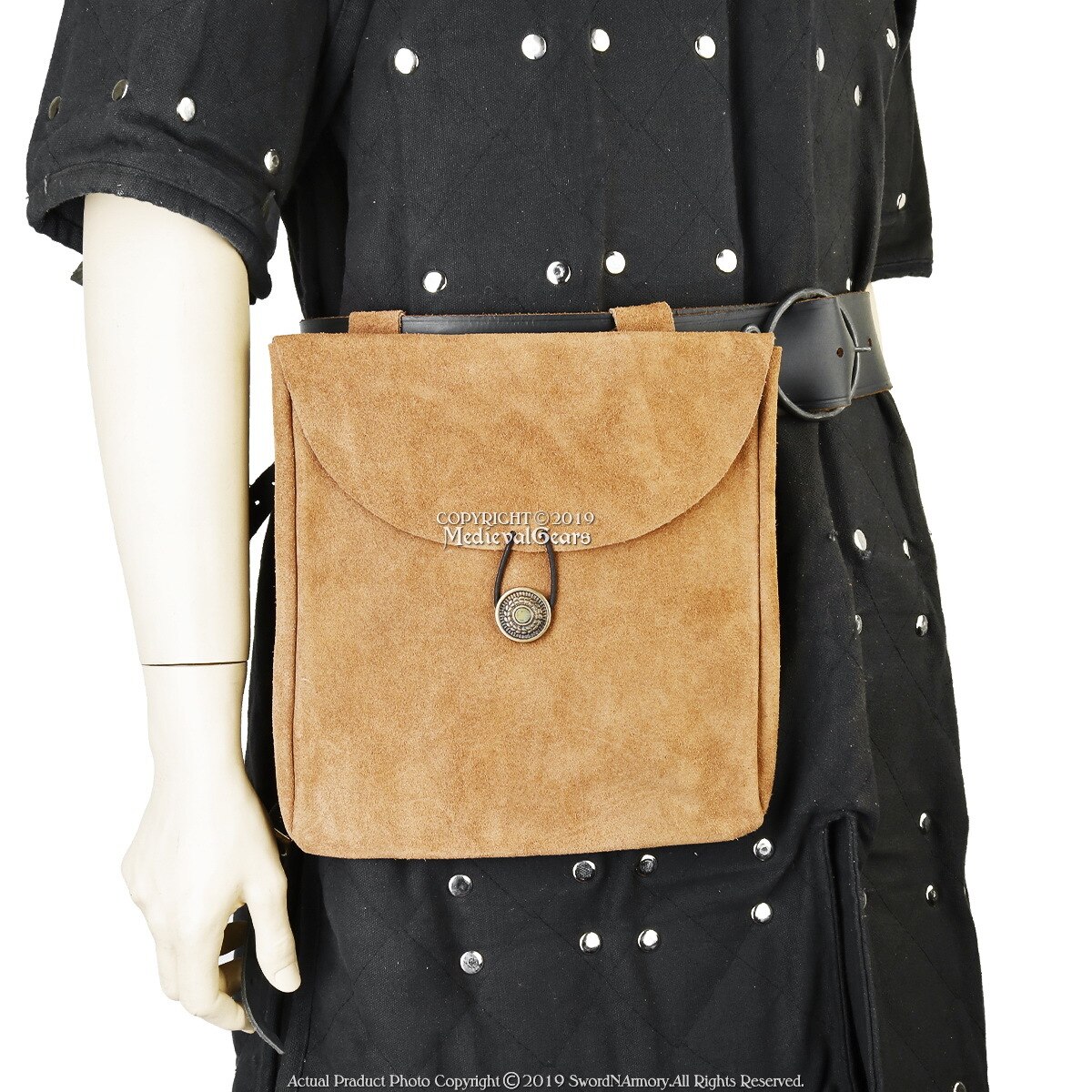 Medieval Renaissance Pirate Fair Costume Suede Leather Pouch Satchel Bag LARP - Picture 12 of 16