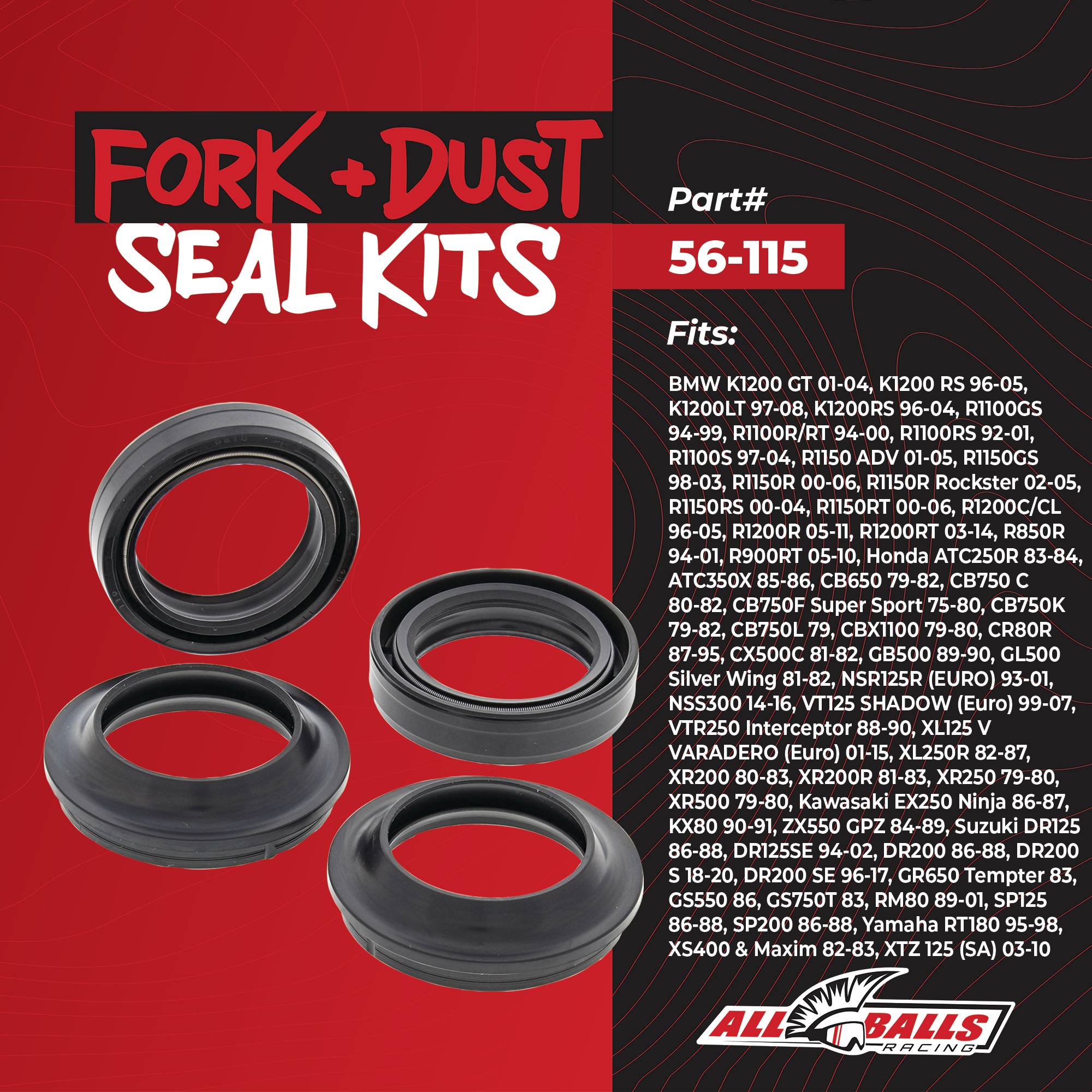 All Balls 56-115 Fork and Dust Seal Kit For Kawasaki ZX550 GPZ 84
