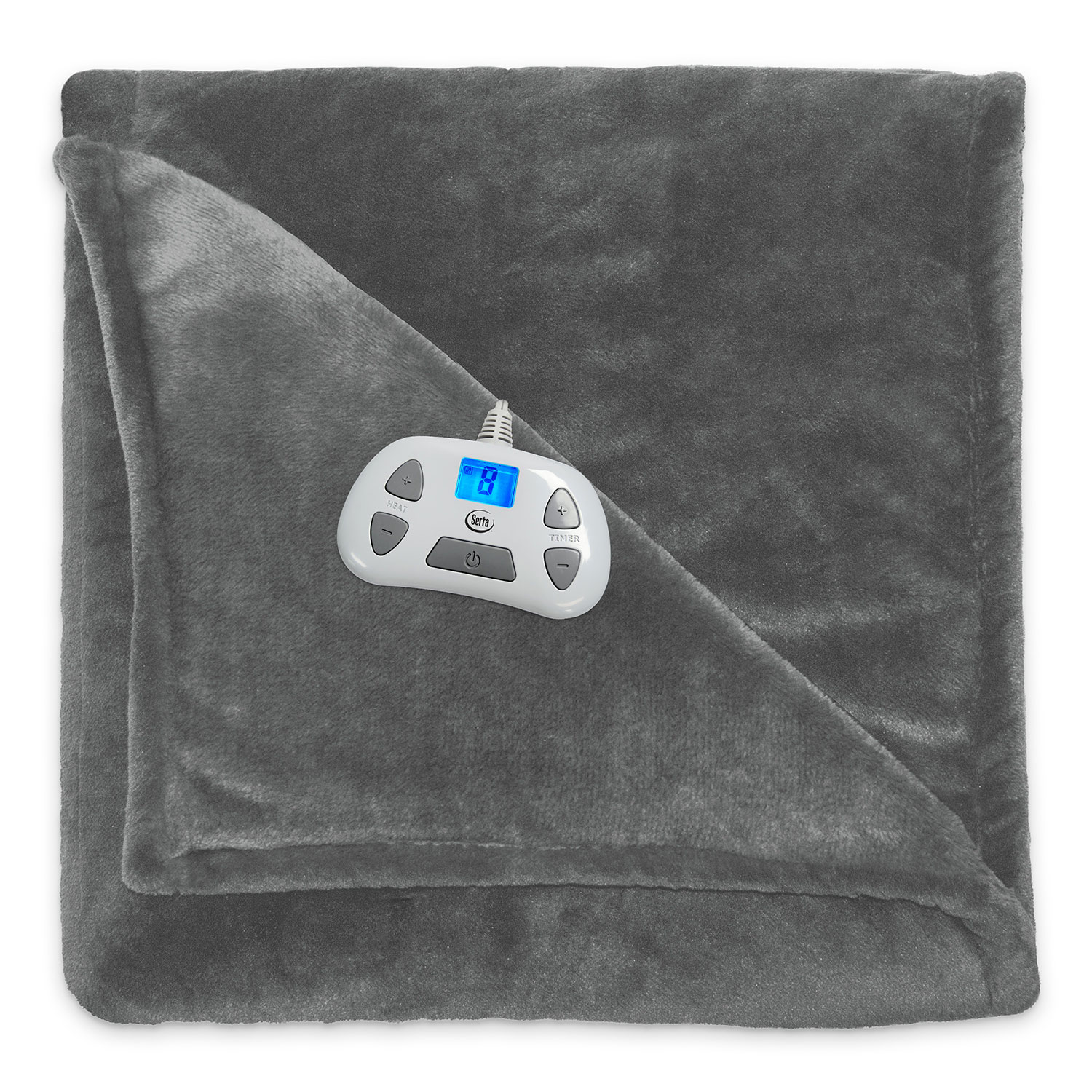 Serta Silky Plush Electric Heated Warming Throw Blanket Digital