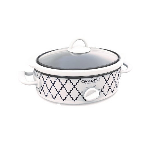 Crock-Pot SCCPCCM250N-BT-WM Casserole Crock 2.5-Quart Oval Slow Cooker Blue White Trellis