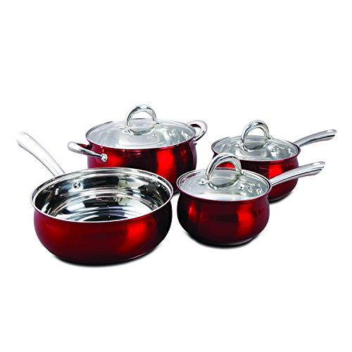 Oster 7Piece Verdone Cookware Set Stainless Steel with Metallic Red Exterior eBay