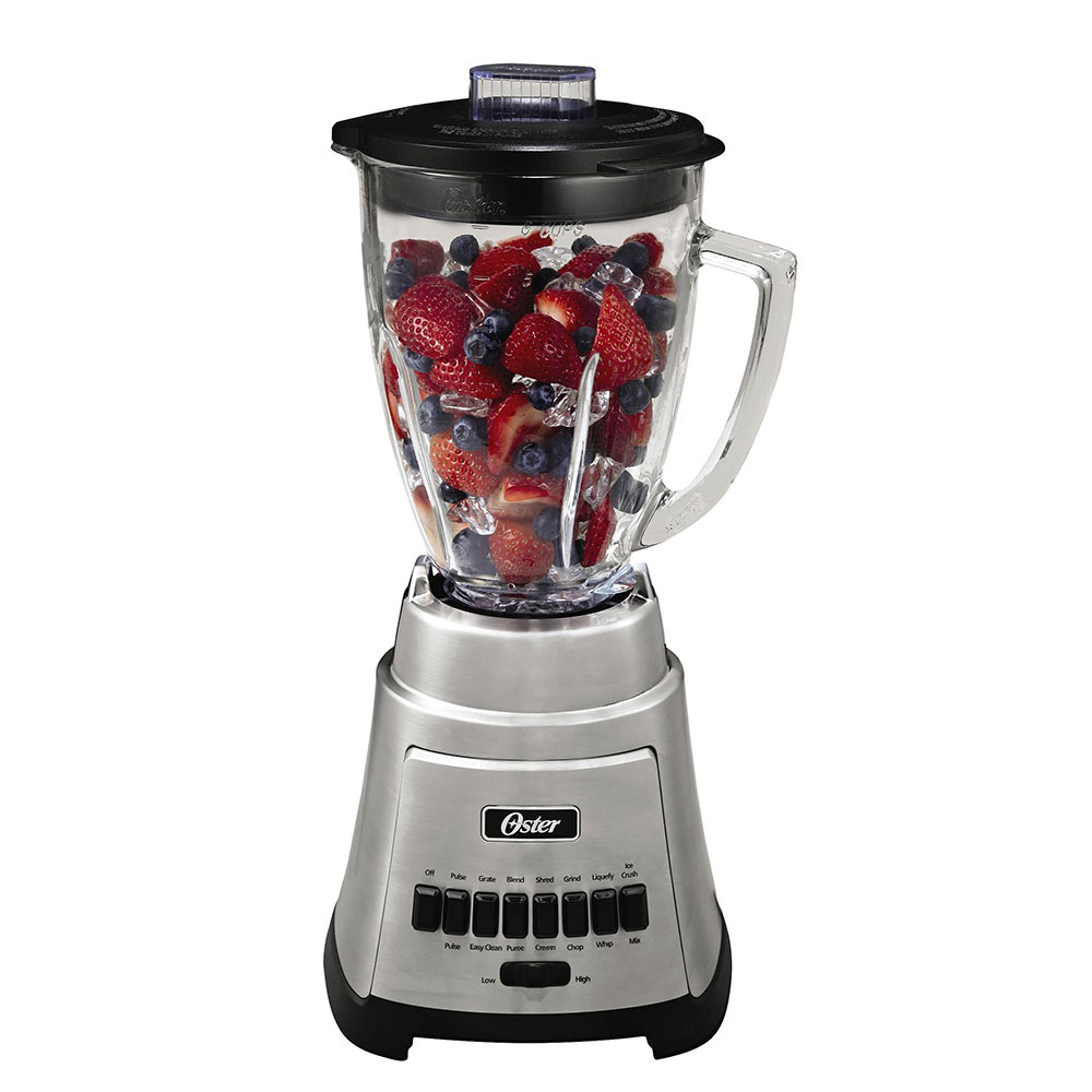 Oster BLSTFG-CBG 6-Cup Glass Jar 12-Speed Blender Brushed Nickel