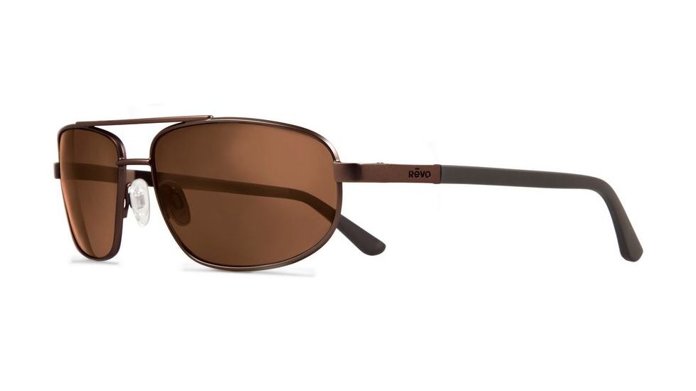 Matte Brown Frame Terra Lens Revo Sunglasses Revo Unisex RE 5022 Peak Navigator Polarized UV Protection Sunglasses Aviator