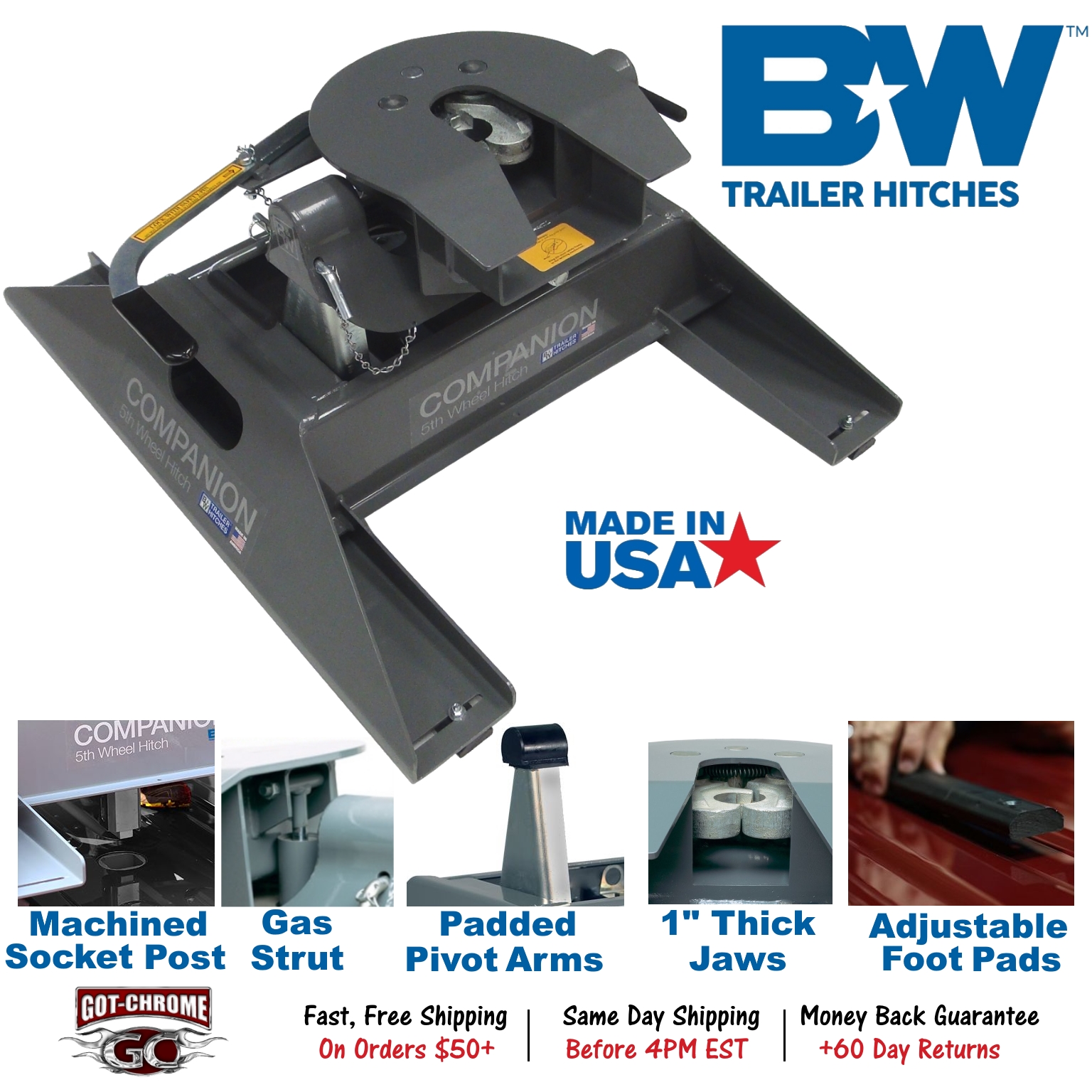 RVK3500 B&W Companion 20K 5th Wheel RV Trailer Gooseneck Hitch Adapter