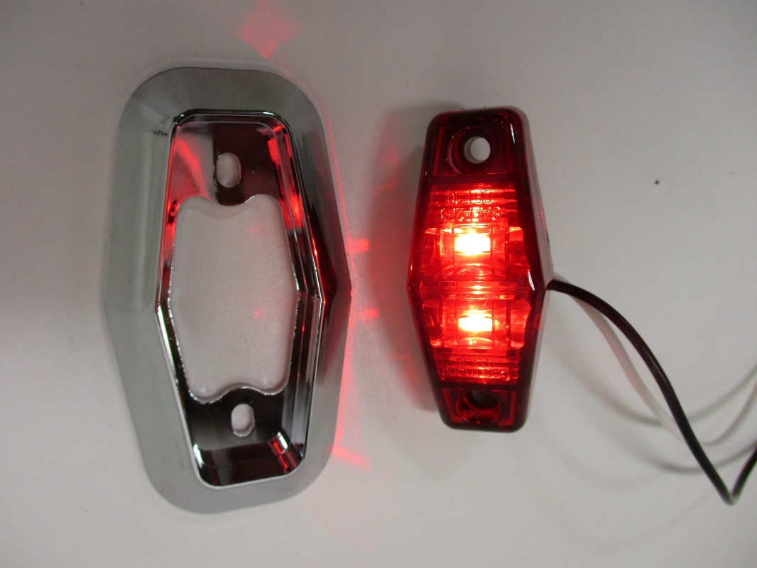(10) Red LED Camper Trailer Side Marker Clearance Lights / Chrome