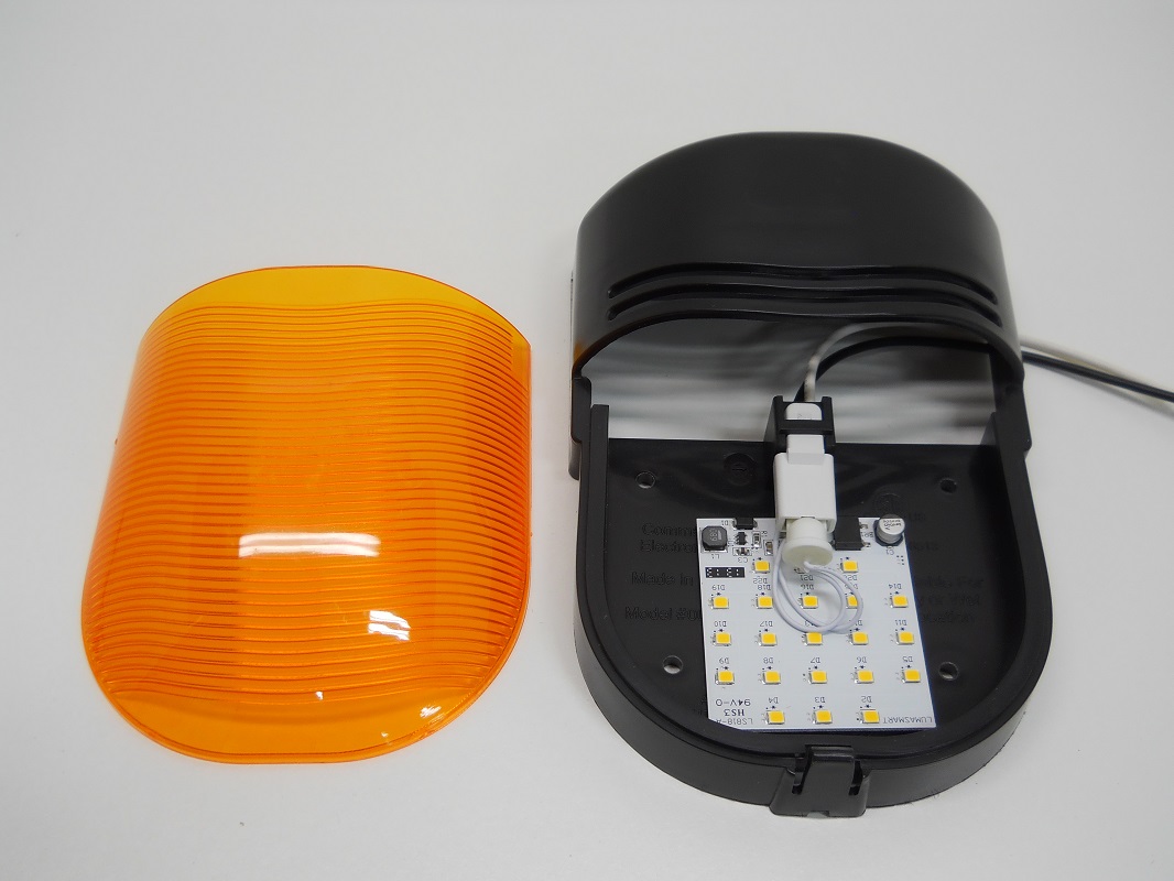 LED 12V Amber RV Camper Trailer Porch Security Scare Light / Black Base