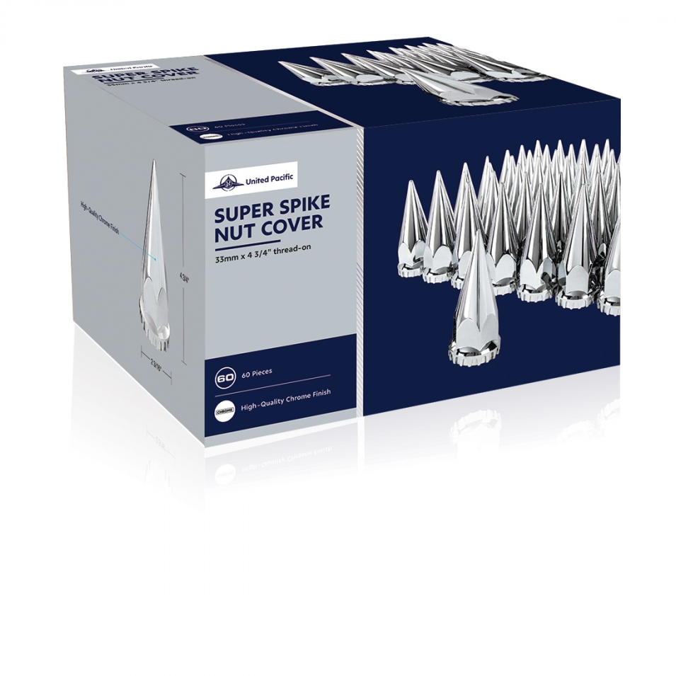 (60) Chrome Lug Nut Covers 33mm ThreadOn Peterbilt Kenworth