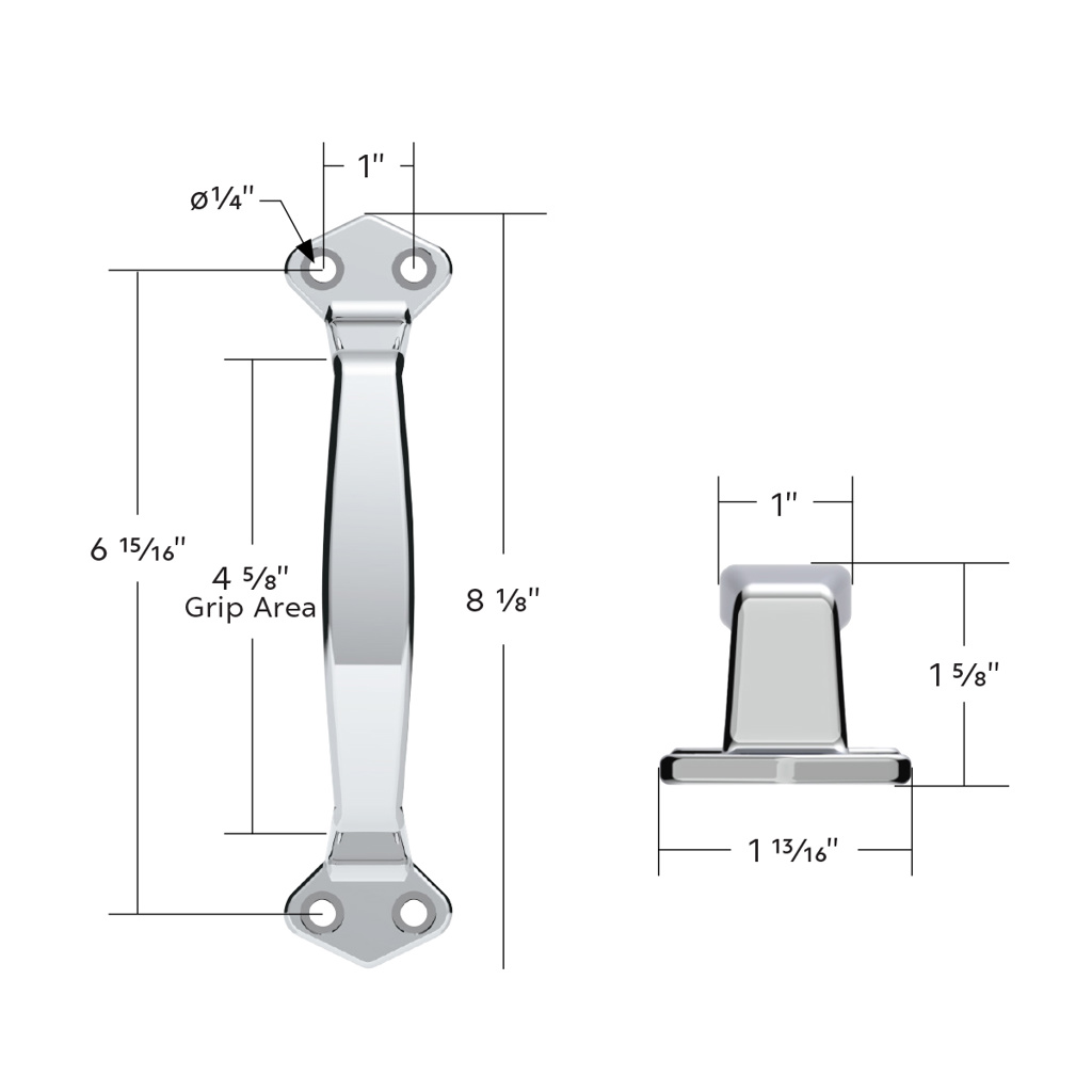 United Pacific 10960 Chrome Grab Handle Kit