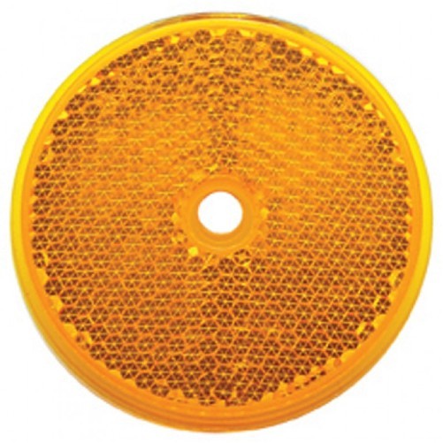 (2) Amber 3" Round Truck Semi Trailer Mail Box Reflex Reflectors
