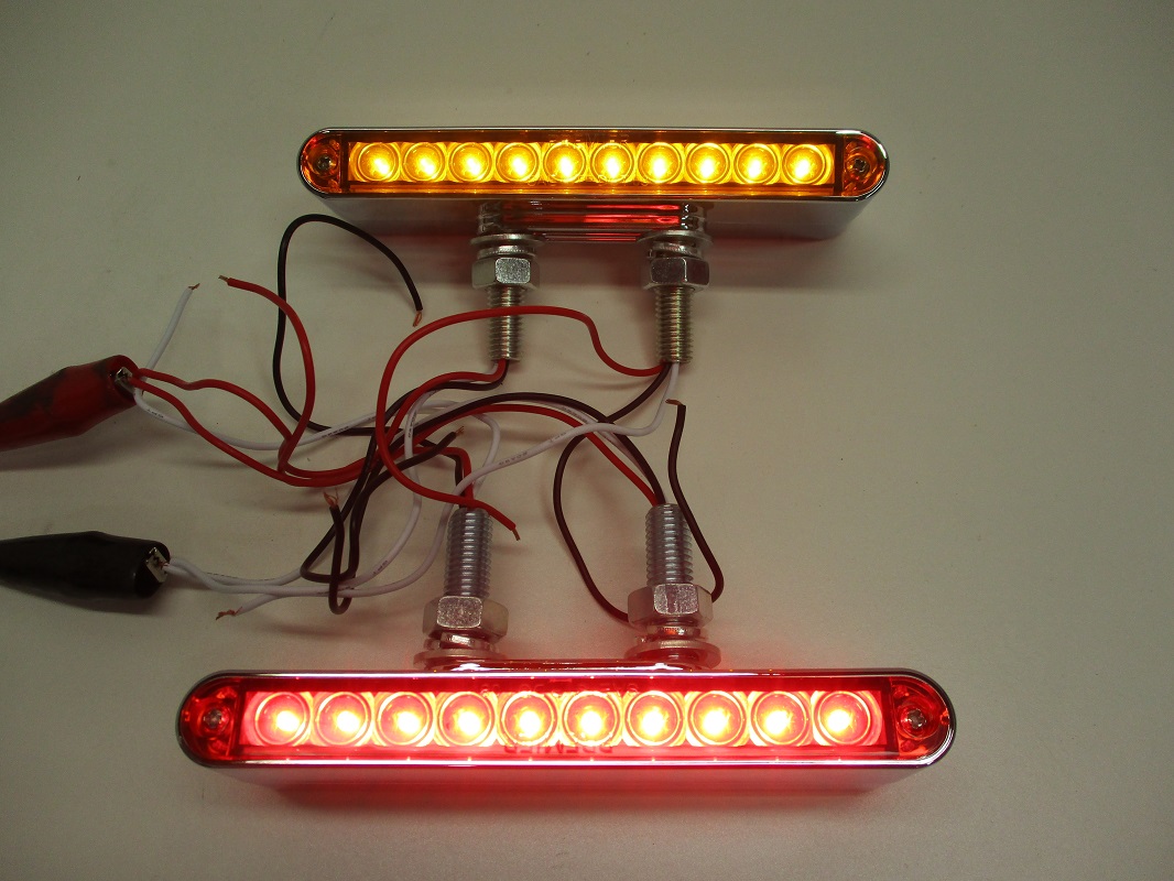 Pair of 6.5"L Red / Amber LED Combo Double Face Truck Semi Trailer