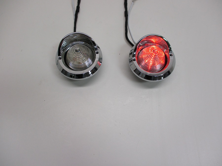 (2) Red 2" Round Clear Lens 9 LED Beehive Marker Turn Signal Lights