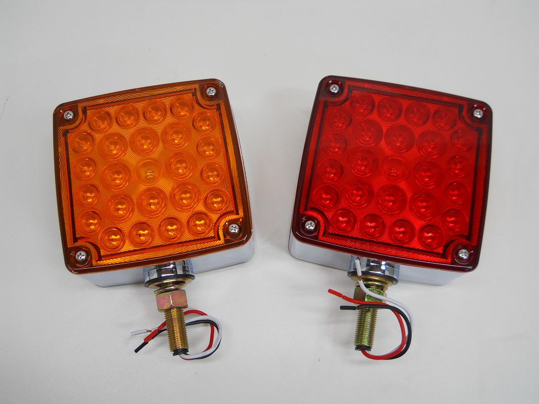 (2) LED Red Amber Side Marker Turn Signal Semi Truck Fender Lights