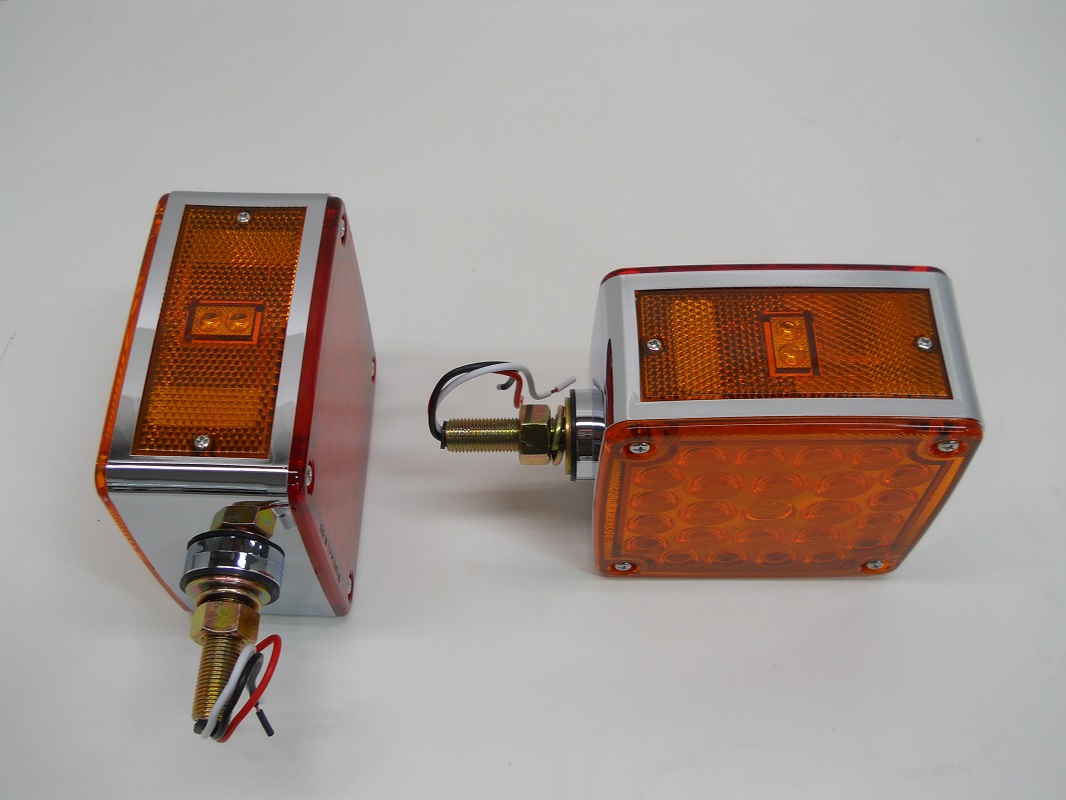 (2) LED Red Amber Side Marker Turn Signal Semi Truck Fender Lights