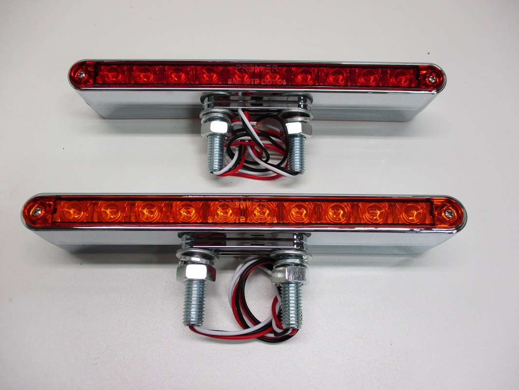 Pair of 9"L Red / Amber LED Combo Double Face Truck Semi Trailer Light