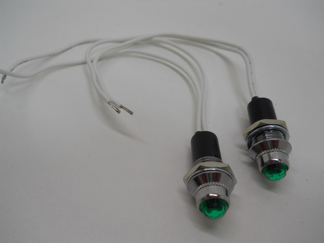 (2) Mini Classic Car Truck Dash Switch Indicator Pilot Lights / Green