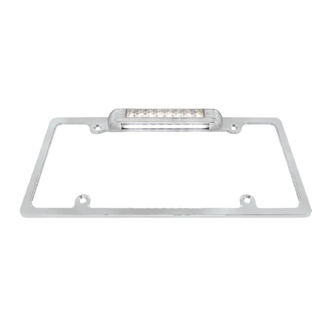 Chrome License Plate Frame With White LED BackUp Light White LED