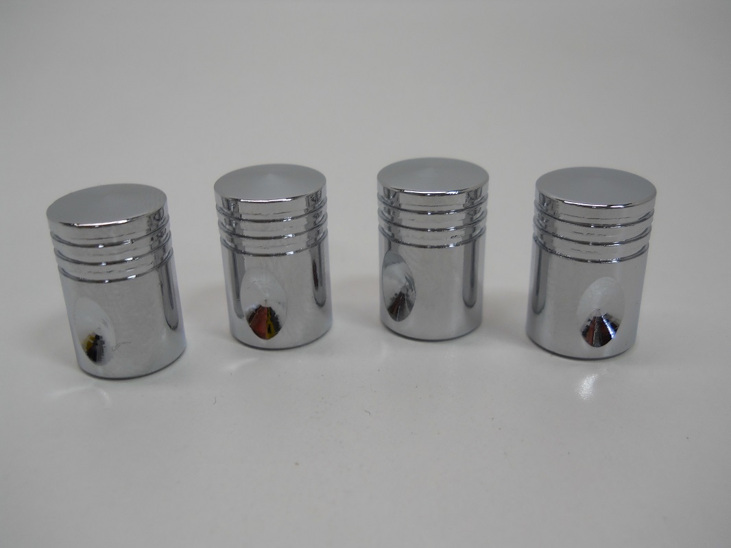 (4) Custom Chrome Metal Piston Style Wheel Tire Valve Stem Covers Caps