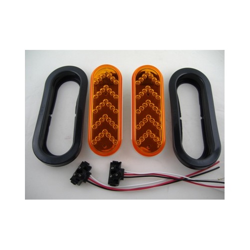 Clear Lens Amber 10 LED 6/" Oval Trailer Park Turn Signal Flasher Light Kits