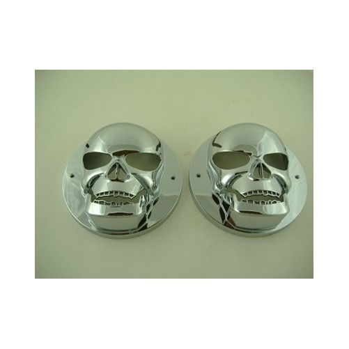 (2) Round Chrome Bezels / Covers 4" Grommet Mounted LED Stop Turn Tail