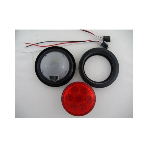 4" Round Red 7 LED Trailer Truck Brake Stop Turn Tail Light Kits / Red