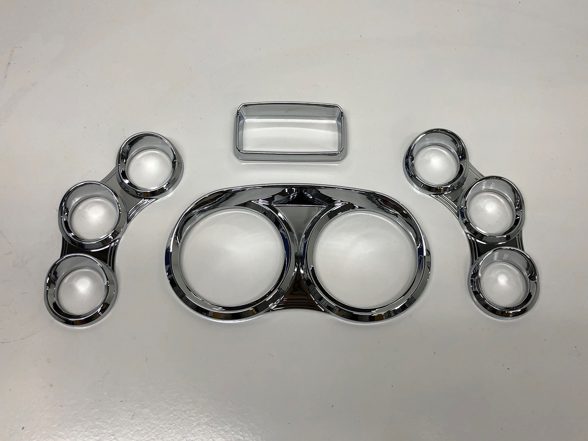 Chrome Plastic Gauge Cover Kit for Peterbilt 2006+ 379 384 386 387 388 389