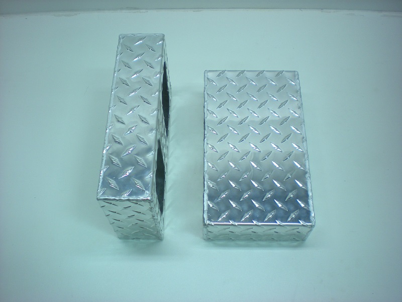 3" X 5" Double Rectangle Aluminum Treadplate Light Mounting Boxes Truck