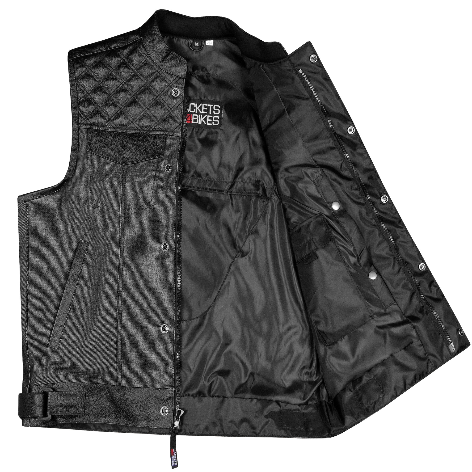 SOA Men's Leather Motorcycle Concealed Gun Pockets Biker Club Vest w