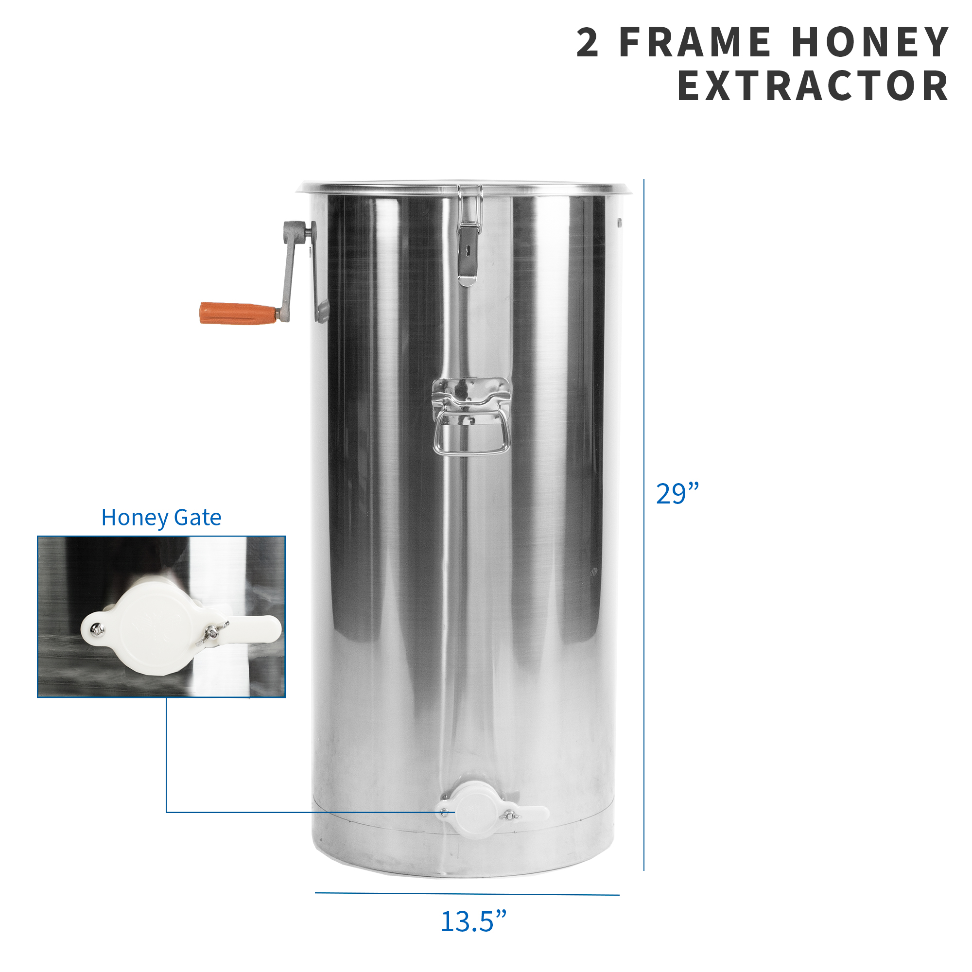 Two 2 Frame Stainless Steel Bee Honey Extractor SS Honeycomb Drum (BEE