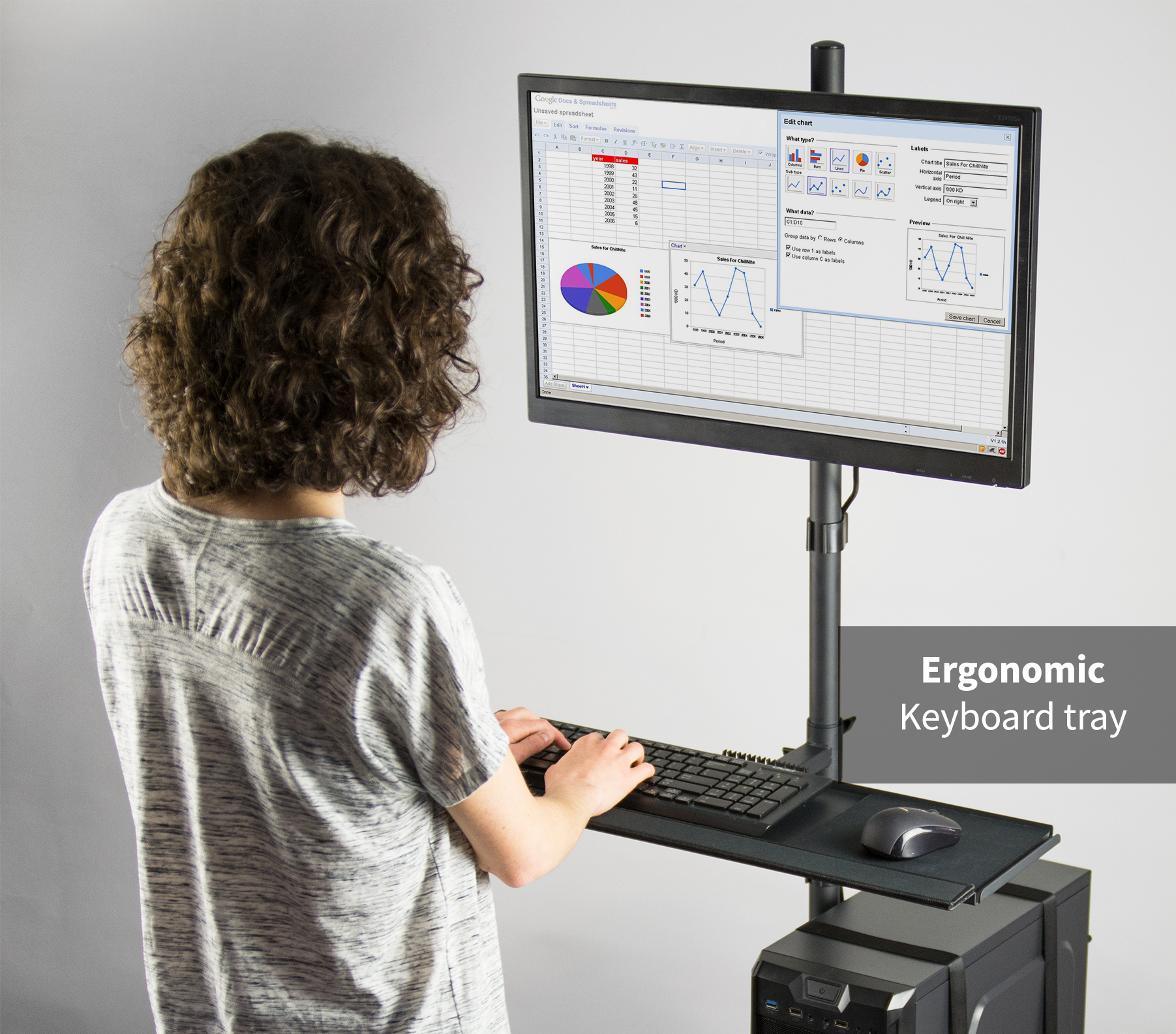 VIVO Computer Mobile Cart Rolling Stand Monitor Mount Case Holder