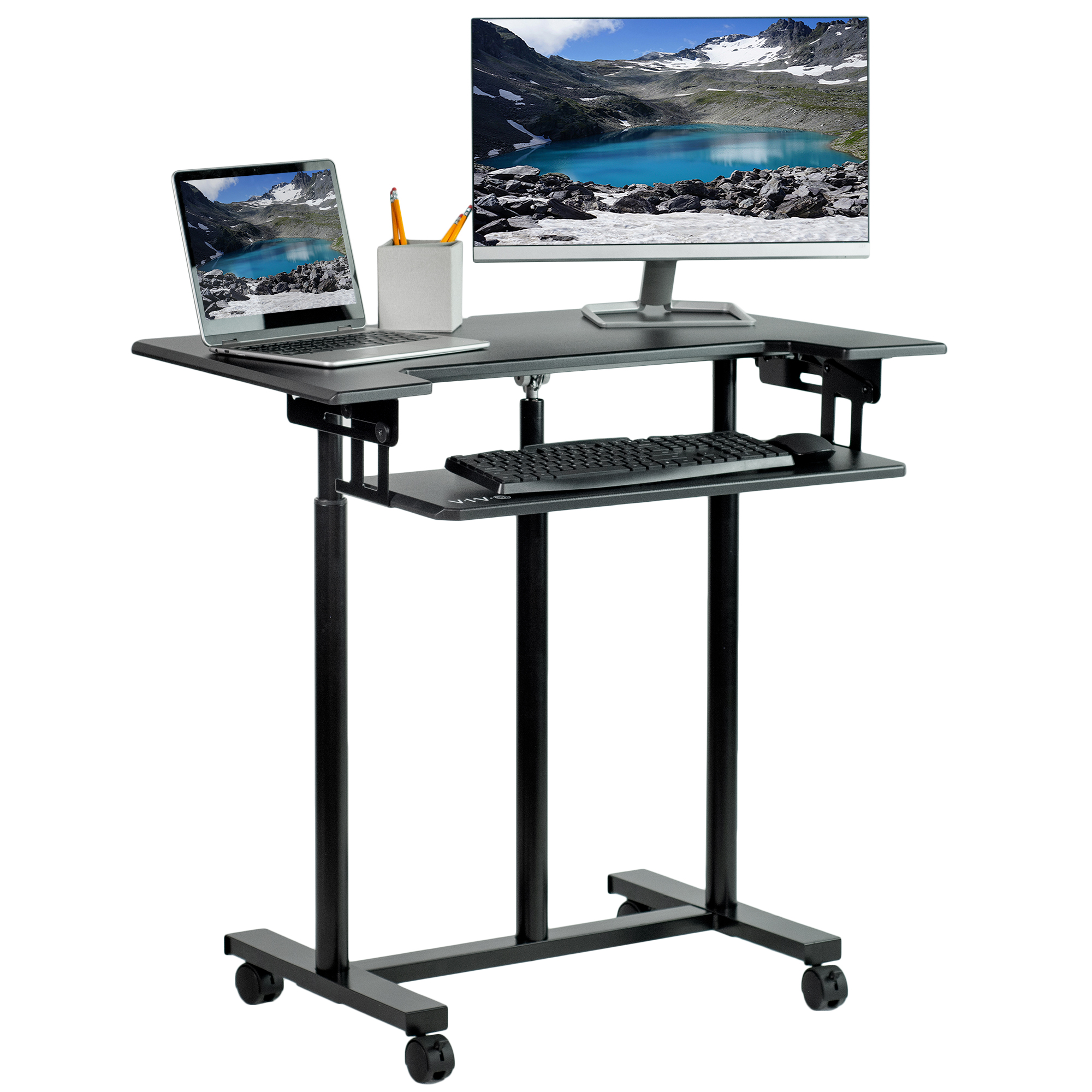 VIVO Mobile Height Adjustable Stand Up Desk Cart with Sliding Keyboard Tray 818538022643 eBay