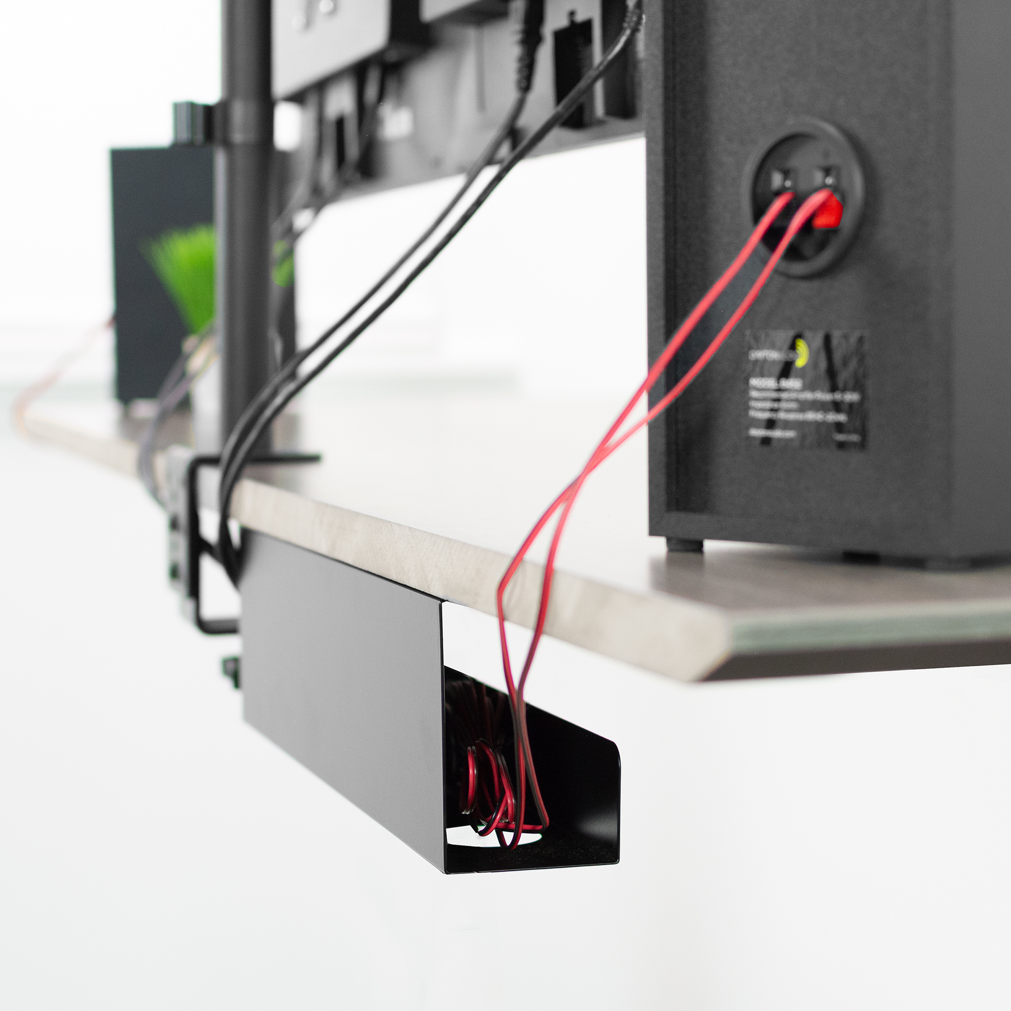 VIVO Black Dual Under Desk 17" Cable Management Trays, Wire Organizers