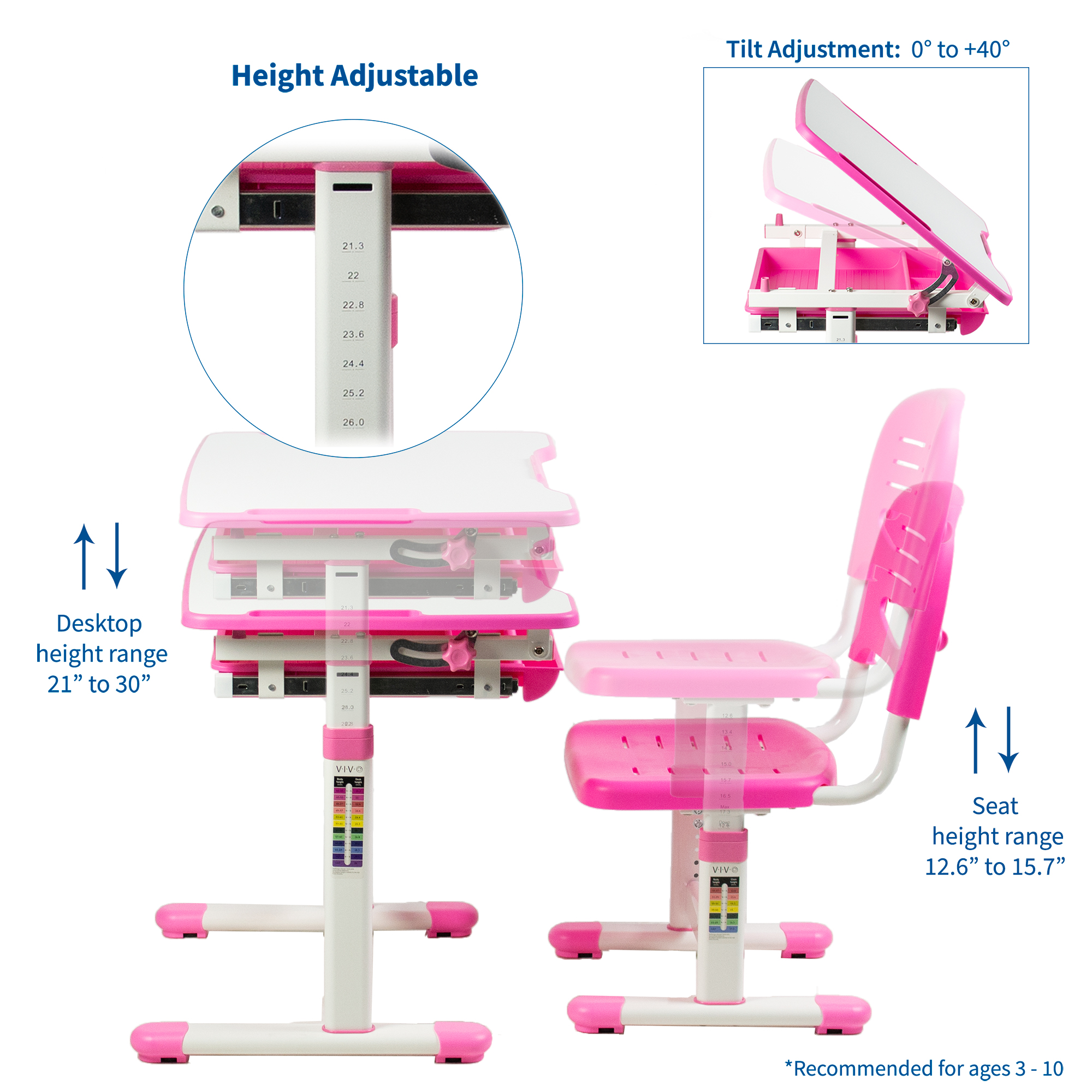 VIVO Height Adjustable Childrens Desk & Chair Kids Interactive Work