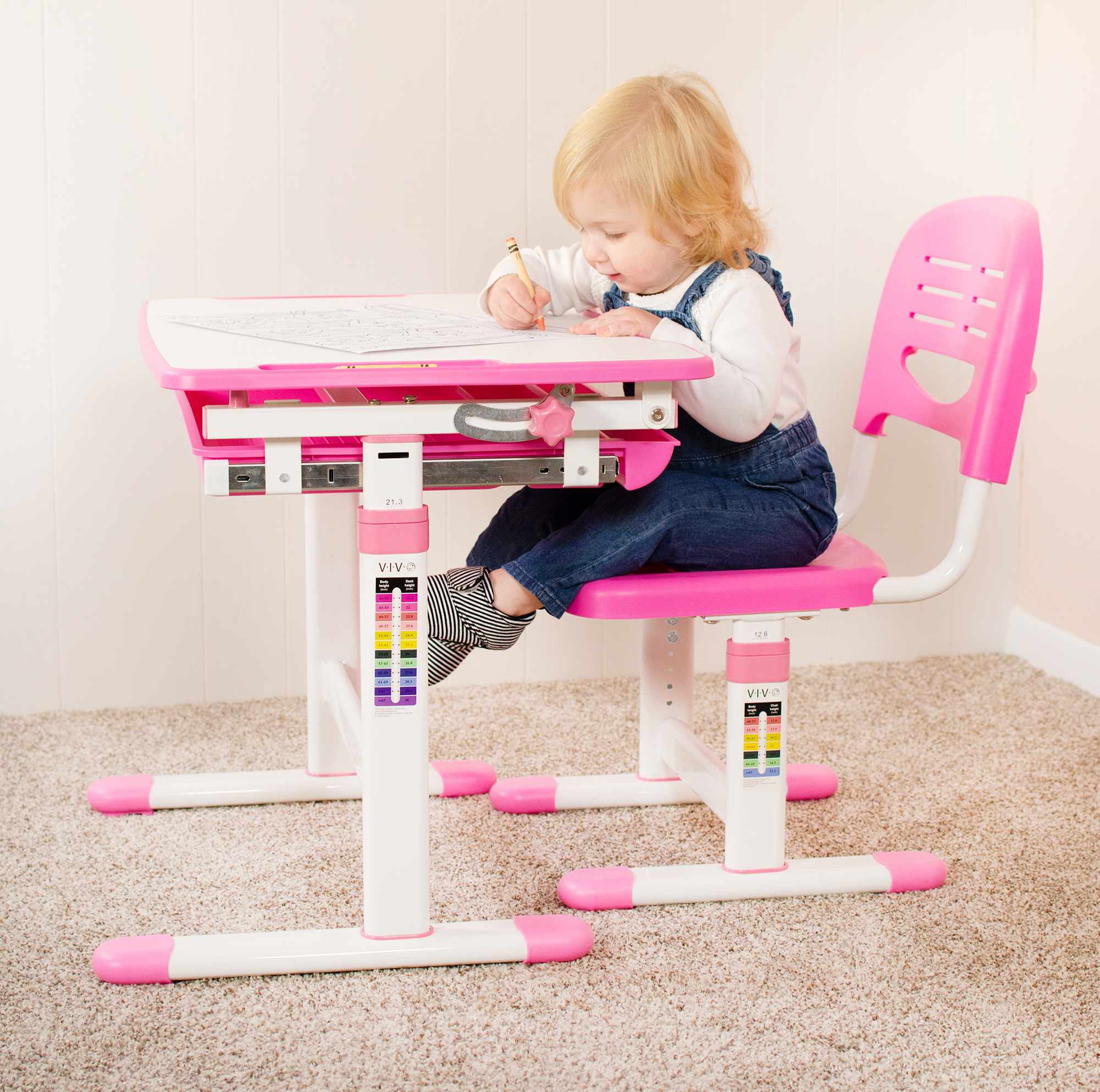 VIVO Height Adjustable Childrens Desk & Chair Kids Interactive Work