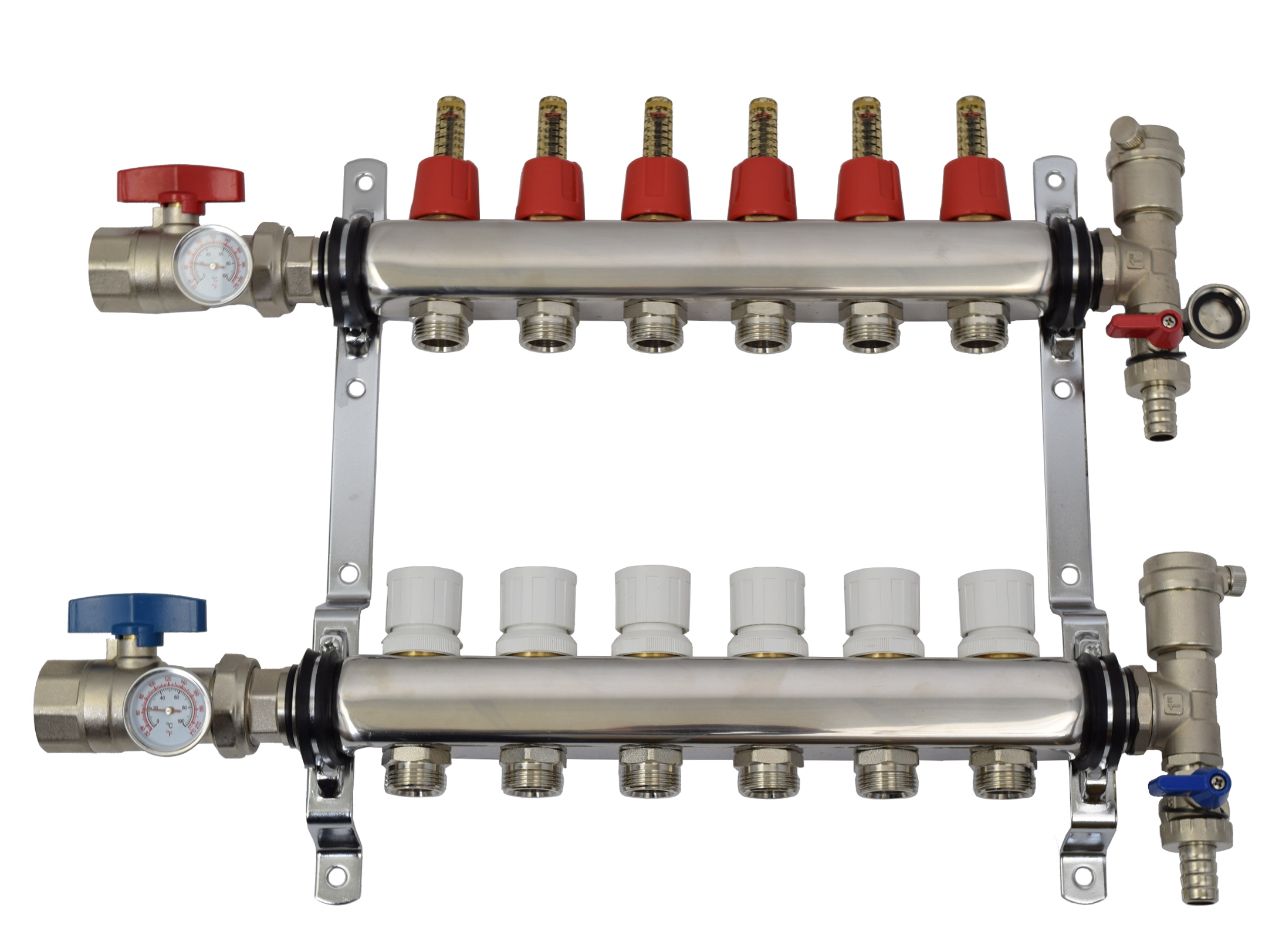 6 Loop/Branch 1/2" Pex Manifold Stainless Steel Radiant Floor Heating