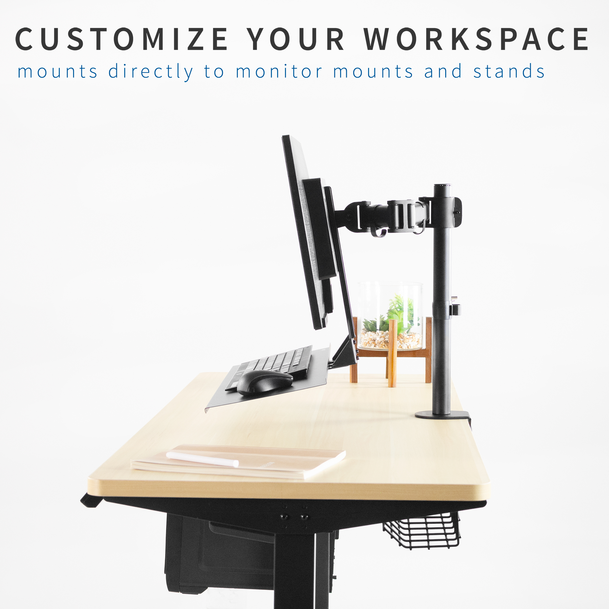 VIVO Computer Keyboard & Mouse Platform VESA Mount Attachment 25.5” x 8