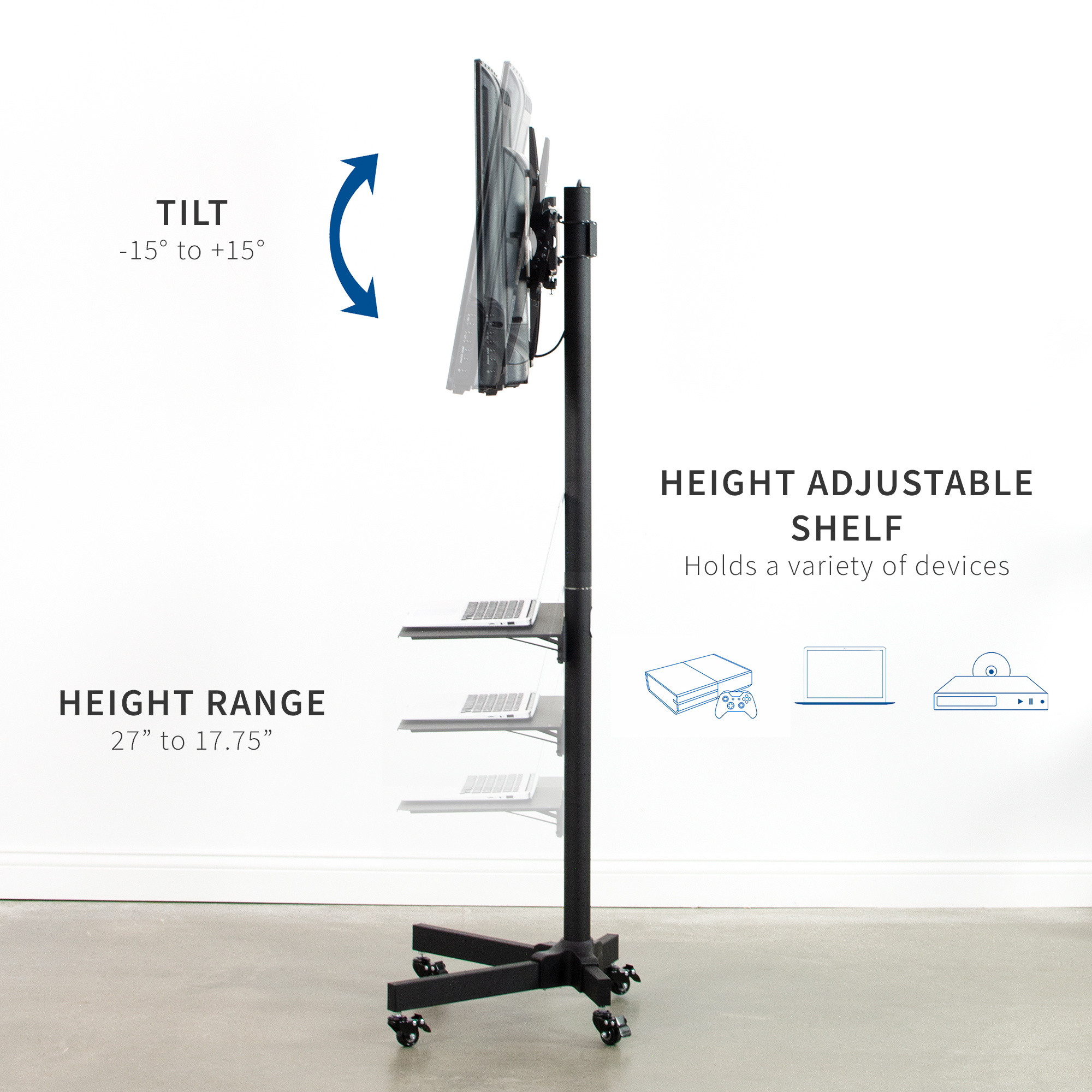 VIVO Mobile TV Cart for 23" to 55" LCD LED Plasma Flat Panel Stand