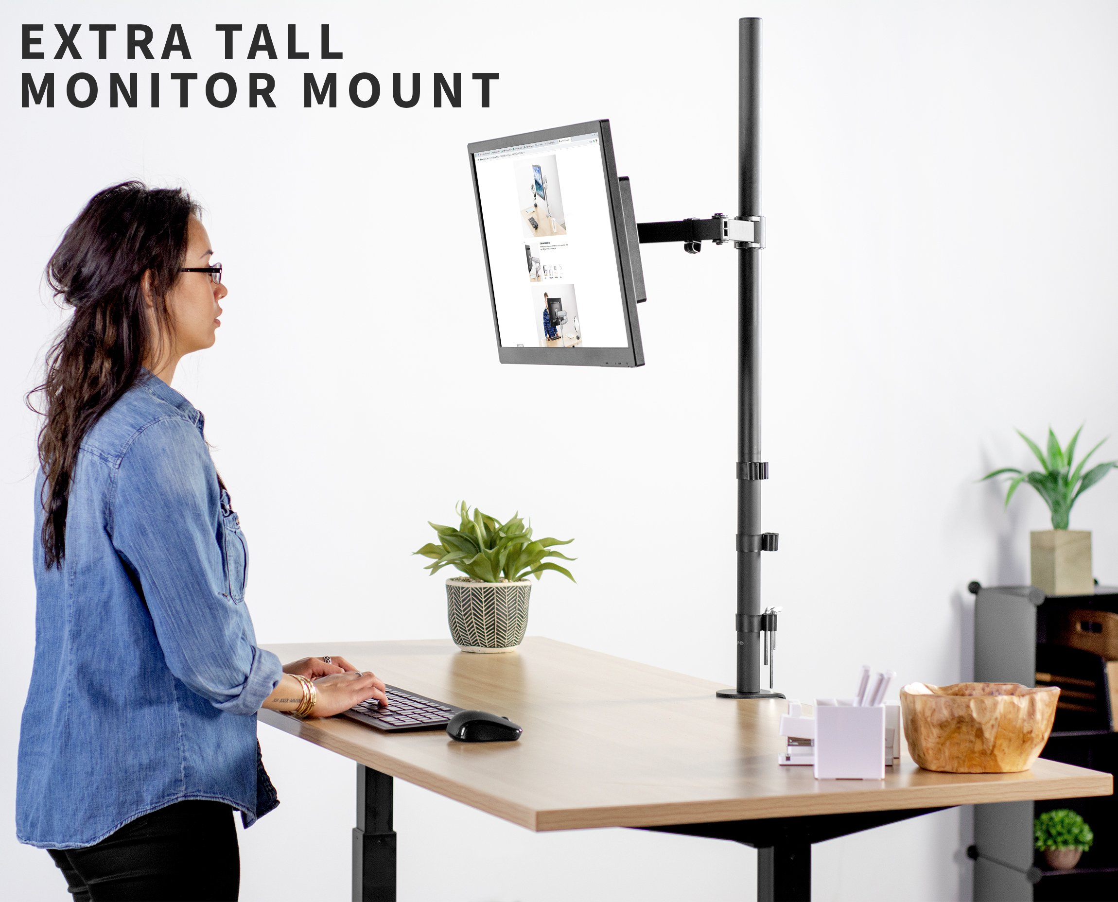 VIVO Single Monitor Mount Extra Tall Adjustable Stand Fits One Screen up to 27" eBay