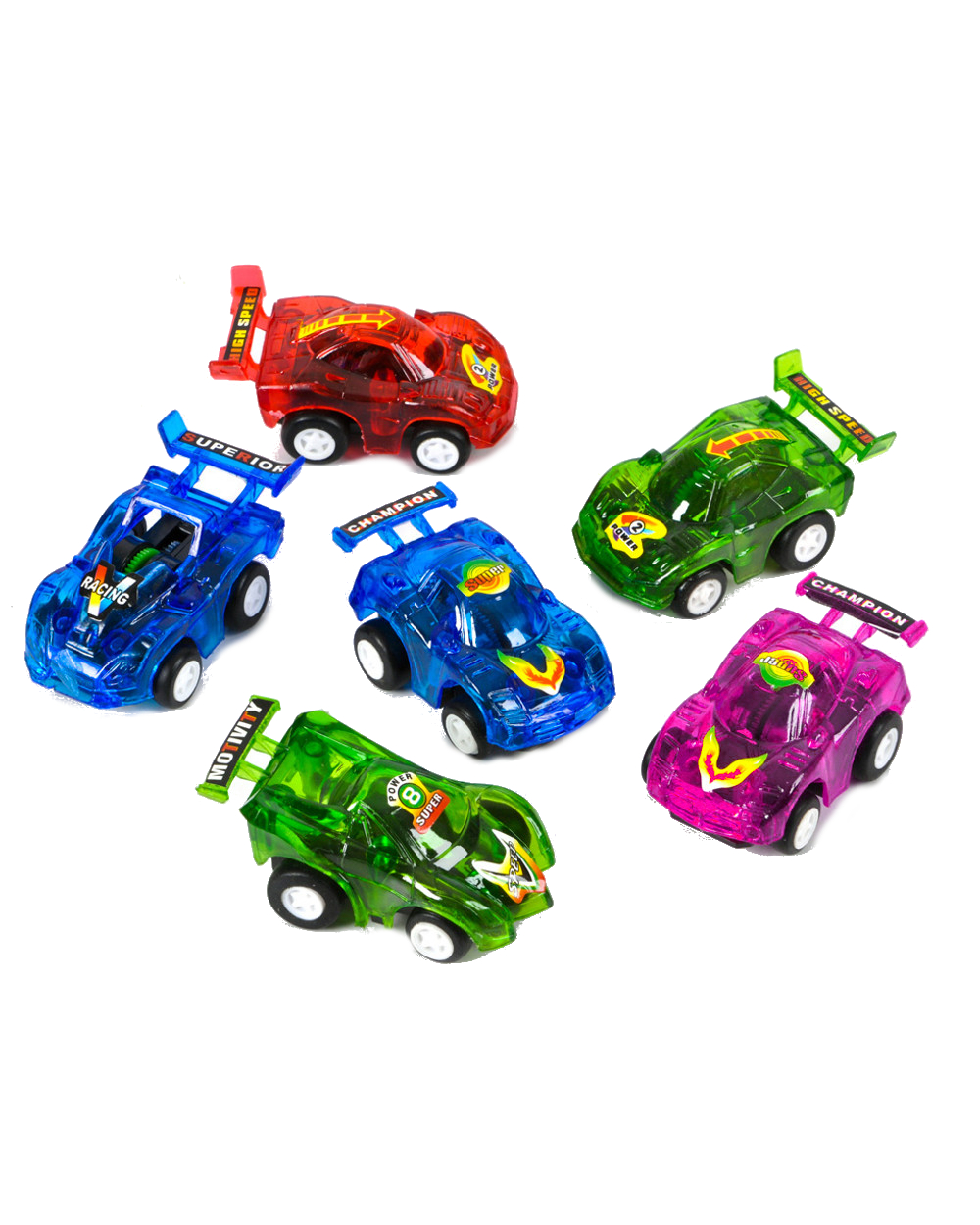 12 Count Translucent Pull Back Toy Cars