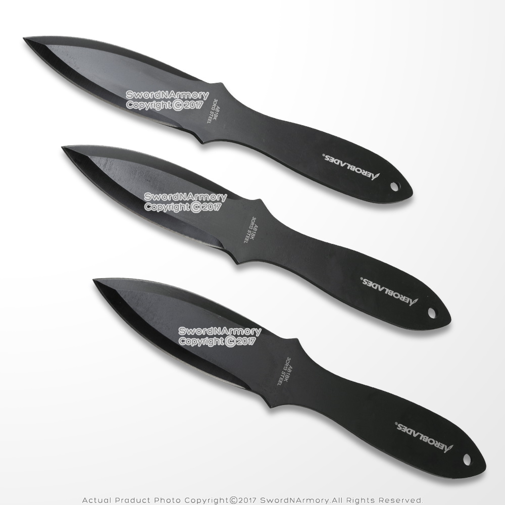9" or 6.5" 3 Pcs Fixed Blade Throwing Knife Set with Dragon Engraved Full Tang - Bild 12 von 25