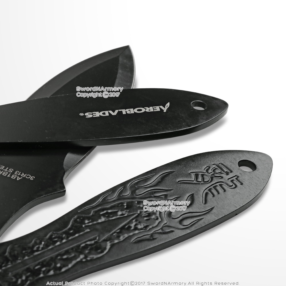9" or 6.5" 3 Pcs Fixed Blade Throwing Knife Set with Dragon Engraved Full Tang - Bild 15 von 25
