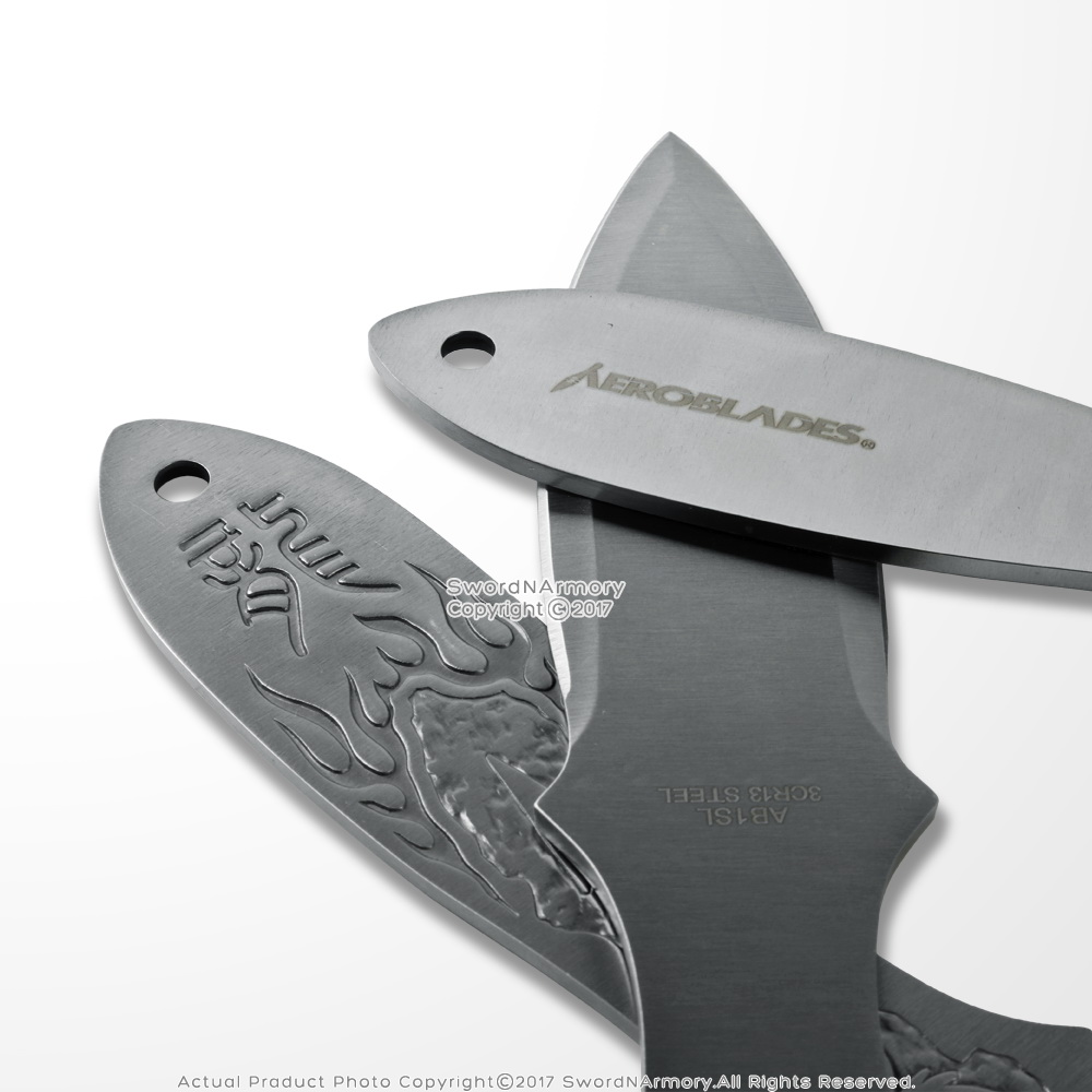 9" or 6.5" 3 Pcs Fixed Blade Throwing Knife Set with Dragon Engraved Full Tang - Bild 20 von 25