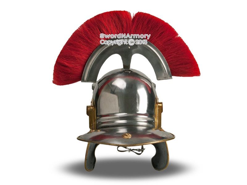 Wearable Roman Imperial Gallic Centurion Helmet w/ Red Crest & Liner