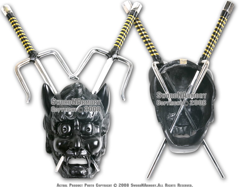 Set of 2 19" Octagon Sai Set Ninja Karate with Black Kami Display