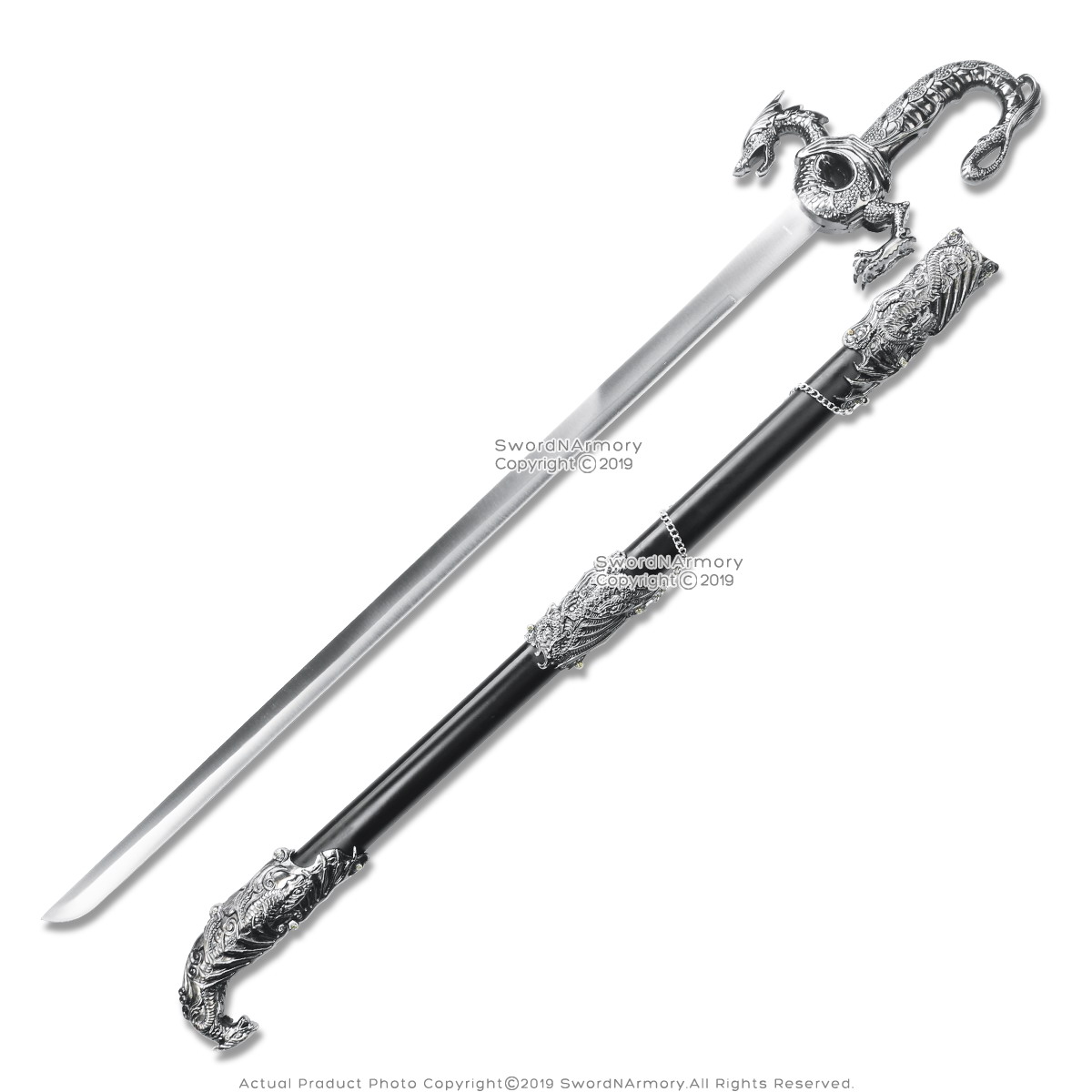 Saint George Dragon Saber Fantasy Medieval Knight Sword Black