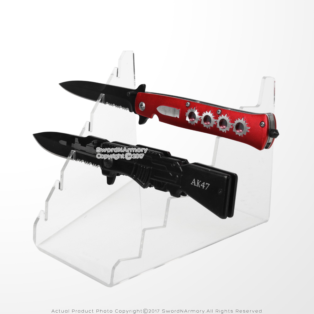 6 Tier Crystal Clear Pocket Knife Display Stand Acrylic Small Blade